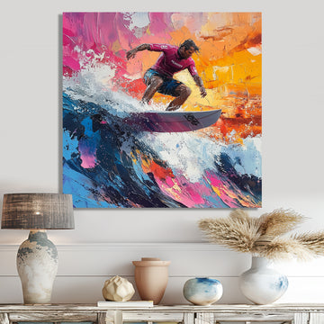 Pink Surfing Competition I - Surfing Canvas Wall Art
